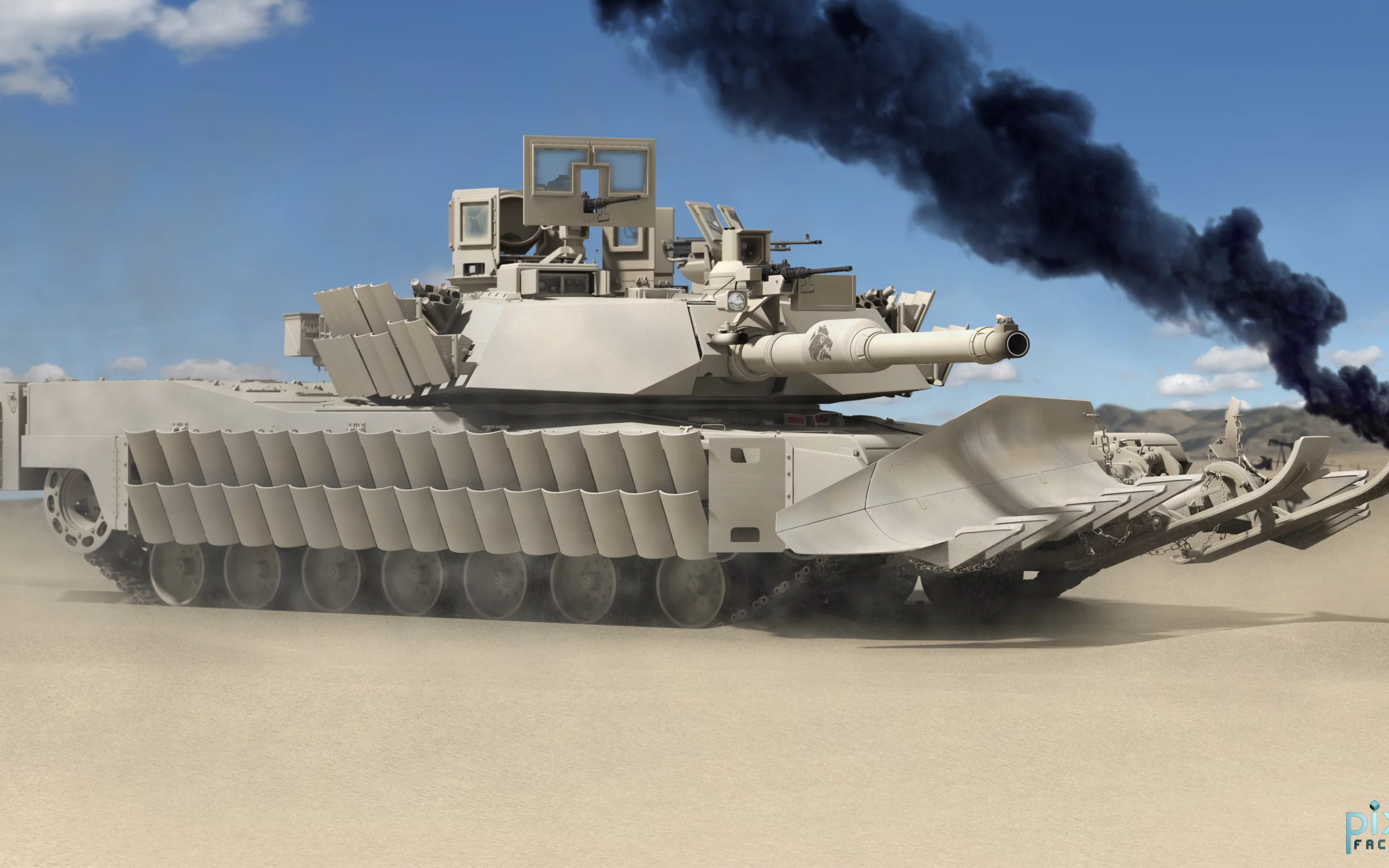 абрамс, основной боевой танк сша, Abrams, рендеринг, танк