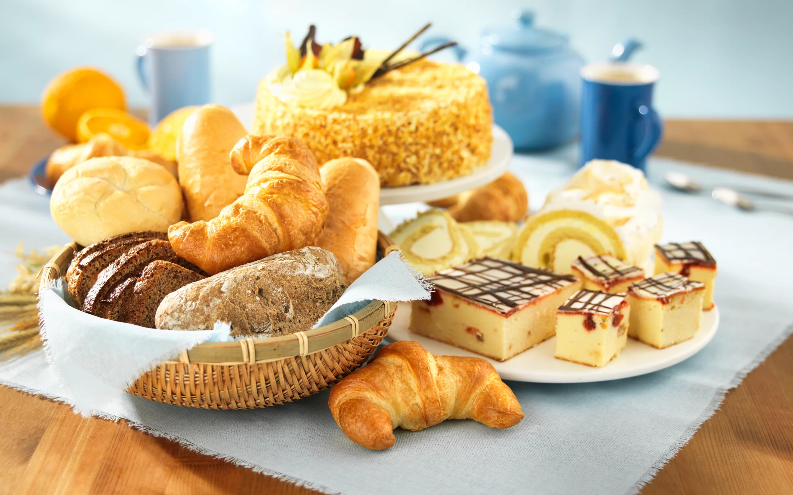 булочки, Круассаны, бисквит, торт, пирог, хлеб