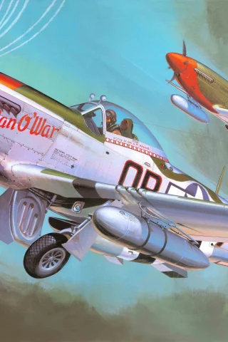 p-51 mustang, американский, самолет, Арт, north american
