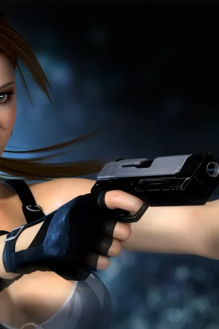 lara croft, девушка, оружие, блики, взгляд, Tomb raider