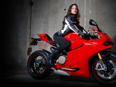 Ducati, байк, девушка, красный, дукати