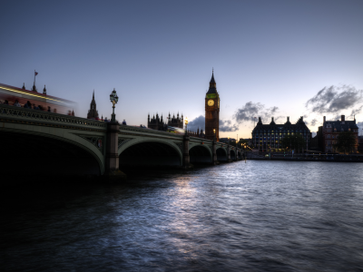 Лондон, мост, гиб-бэн, часы, река, дома