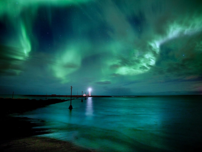 фонари, маяк, сияние, Aurora borealis