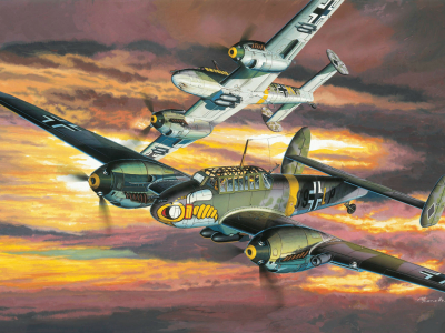 самолет, истребитель-бомбардировщик, авиация, Bf-110