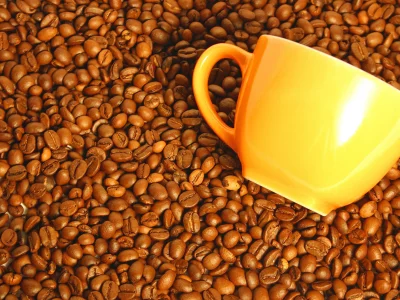 Кофе, зерна, чашка, coffee