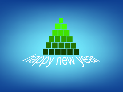 минимализм, зеленый, кубики, синий, елка, С новым годом