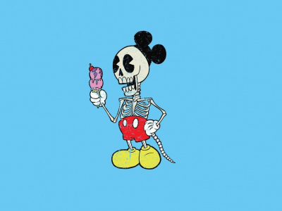 mickey mouse, скелет, минимализм, Alejandro giraldo, микки маус