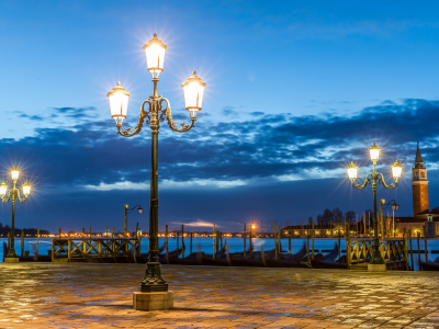 венеция, италия, тучи, Venice, вечер, italy, площадь, фонари