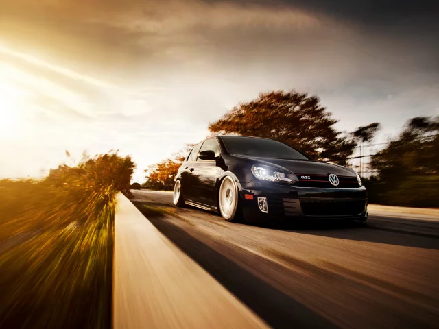 gti, black, Volkswagen, typ 5g, гольф, чёрный, фольксваген, front, golf