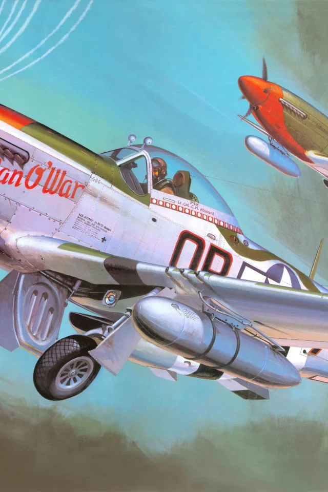 p-51 mustang, американский, самолет, Арт, north american