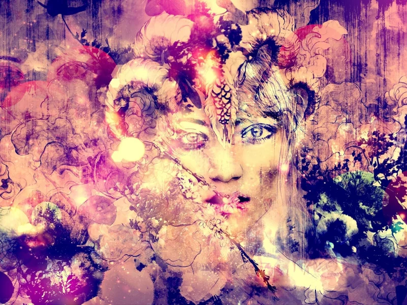 лицо, взгляд, Абстрактное, artwork, paintings, рисунок, глаза