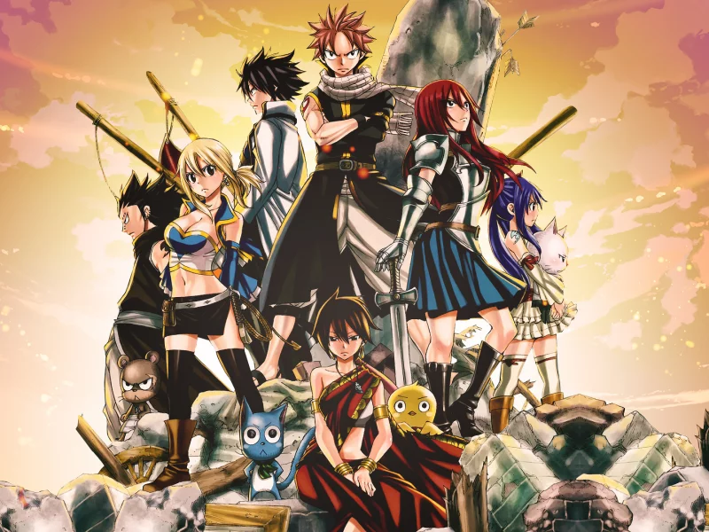 natsu dragneel, erza scarlet, gray fullbuster, happy (fairy tail), Fairy tail, lucy heartfilia