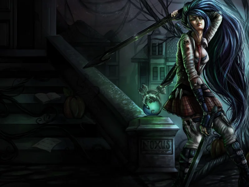 оружие, девушка, League of legends, katarina, меч, noxus academy