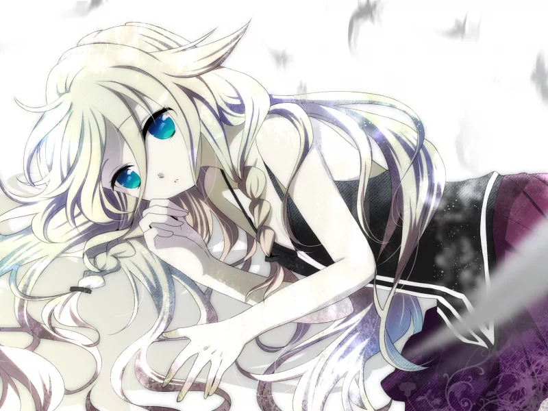 vocaloid, волосы, перья, голубые глаза, Вокалоид, лежит, ia