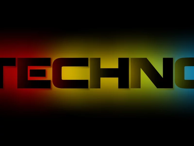 фон, буквы, techno, синий, крсный, Музыка, цвета, жолтый