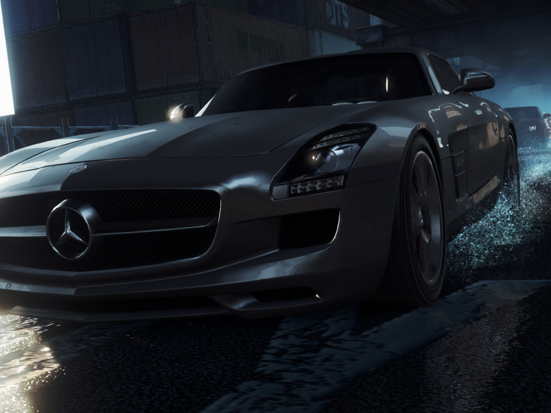 гонка, mercedes-benz, sls, amg, Need for speed most wanted 2012, дорого, фары
