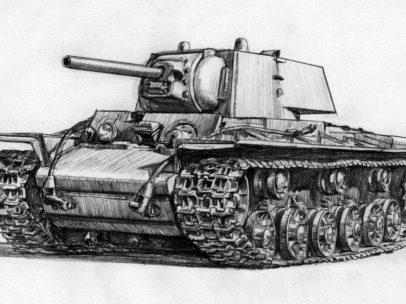 тяжелый танк, кв-1, Кв, советский, рисунок, танк