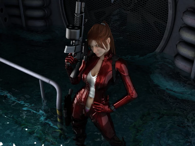 Girl, breasts, sexy, water, red, panty, red hair, fetish, redhead, woman, plastic, warrior