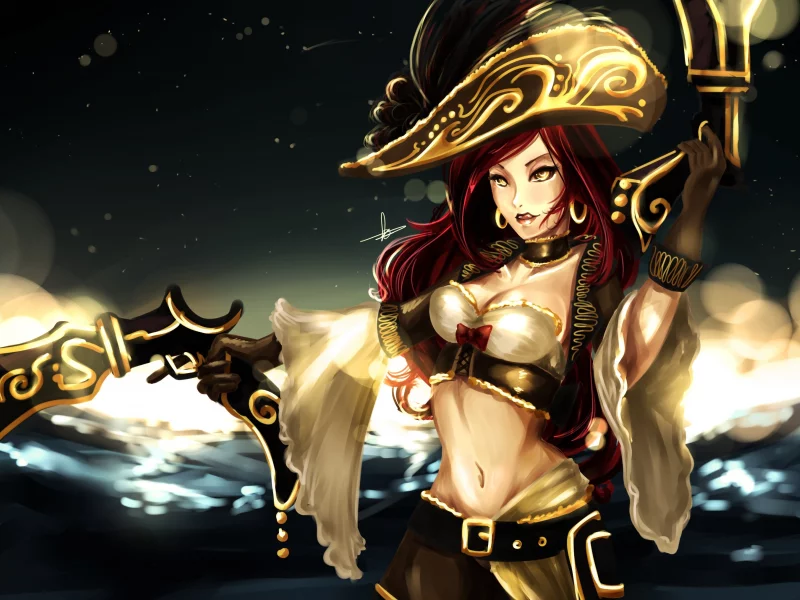 девушка, miss fortune, оружие, League of legends, море, пистолеты