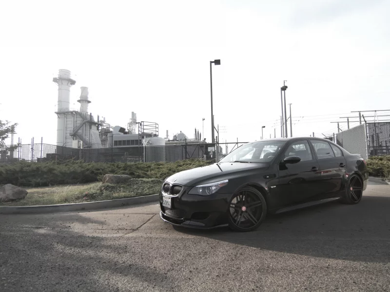 бмв, чёрный, деревья, тень, e60, Bmw, m5, вид сбоку, black