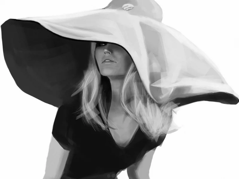 Brigitte bardot, девушка, шляпа, рисунок, монохромное