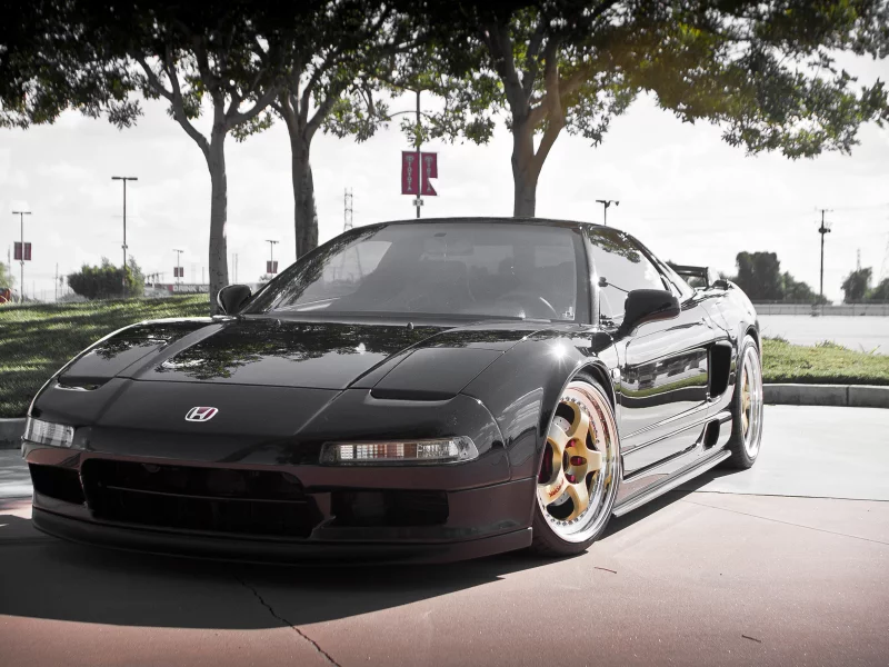 чёрная, nsx, acura, город, хонда, Honda, акура, black, деревья