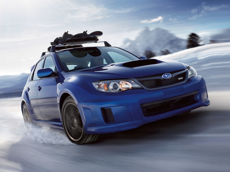 sti, Subaru, импреза, impreza, передок, синий, снег, wrx, субару