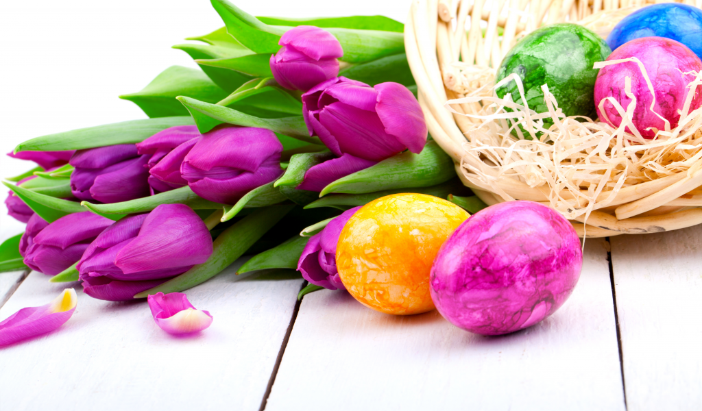 Тюльпаны, сиреневые, цветы, весна, пасха, праздник