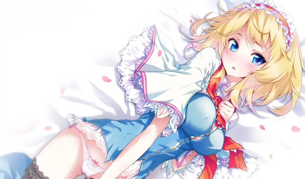 настроение, девушка, Art, alice margatroid, touhou, смущение, hong