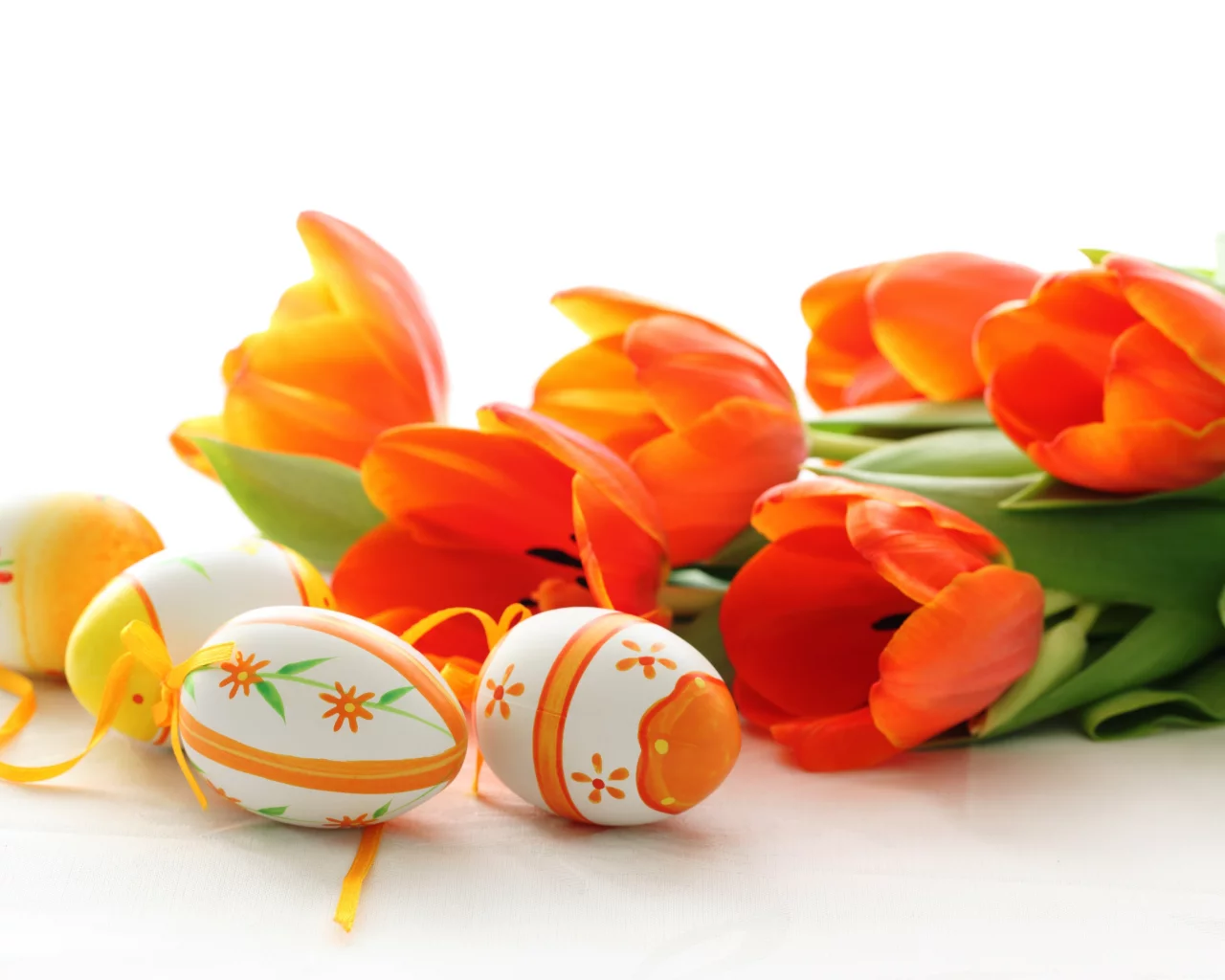 весна, Easter, пасха, цветы, красные, тюльпаны, яйца