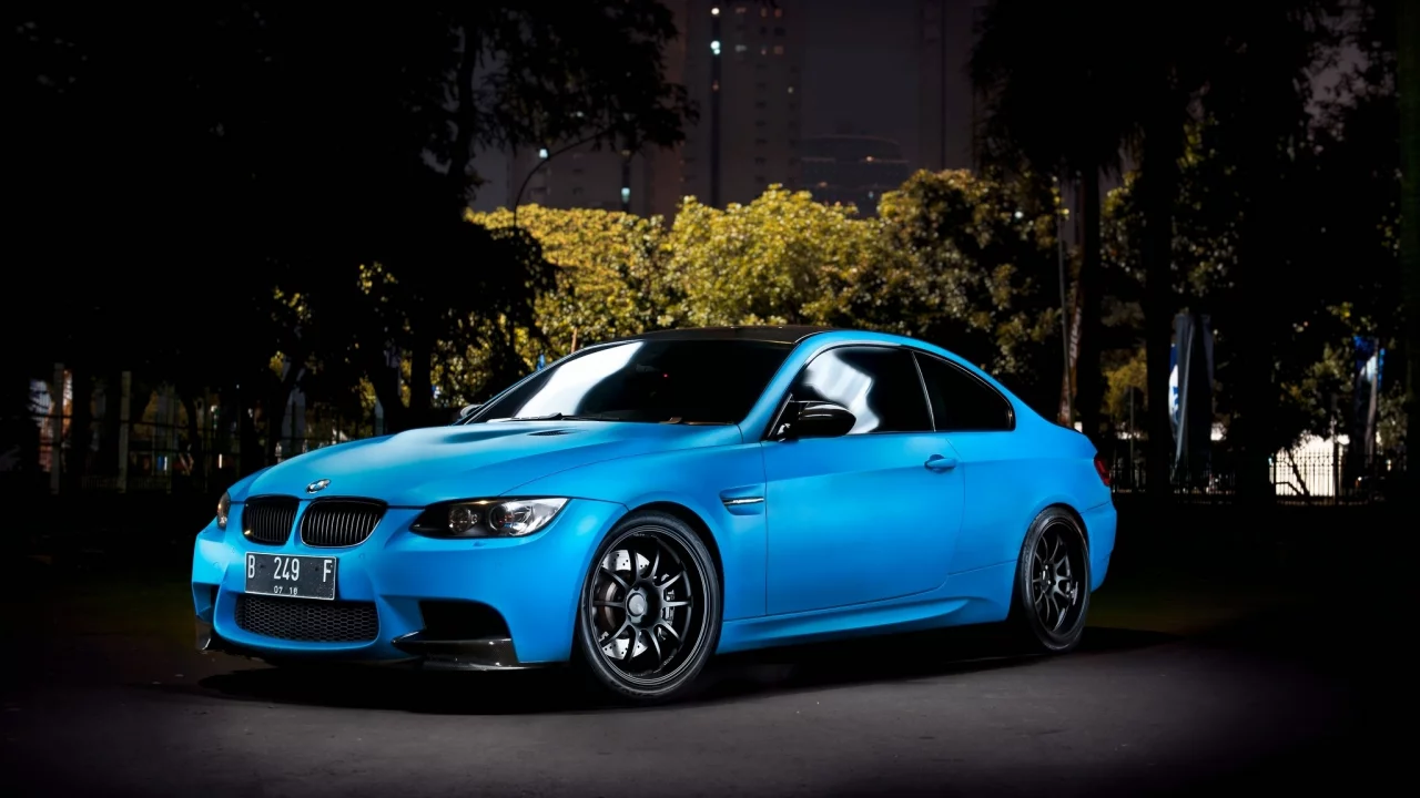 деревья, город, авто, ночь, m3, машины, Bmw, тюнинг
