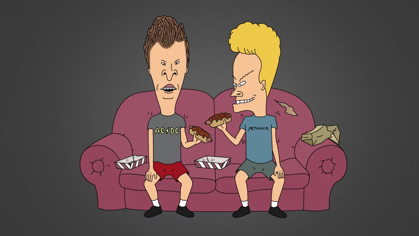 диван, темно серый фон, Бивис и баттхед, beavis and butt-head