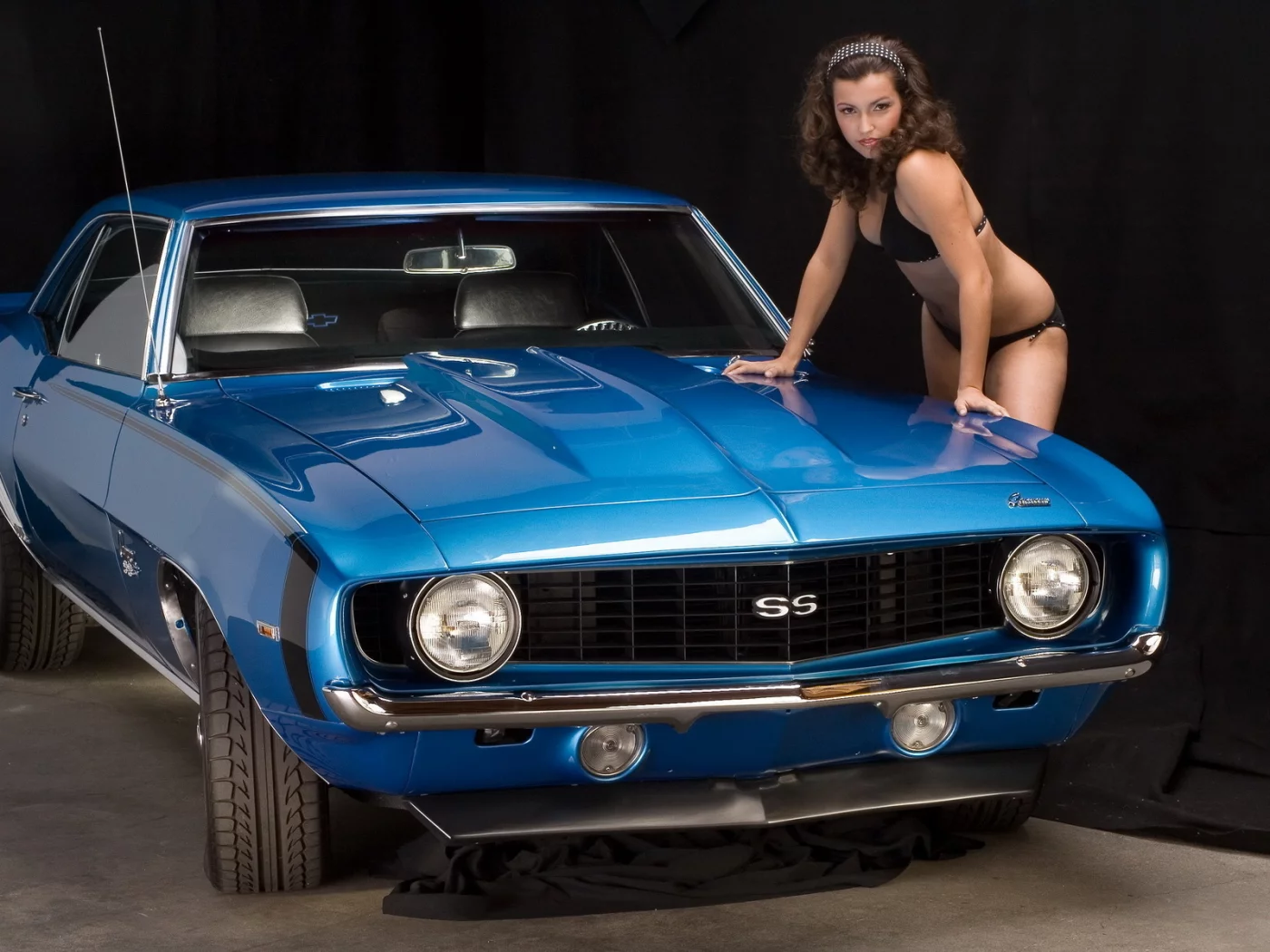 Chevrolet, камаро, camaro, сс, бикини, синий, ss, девушка, шевроле