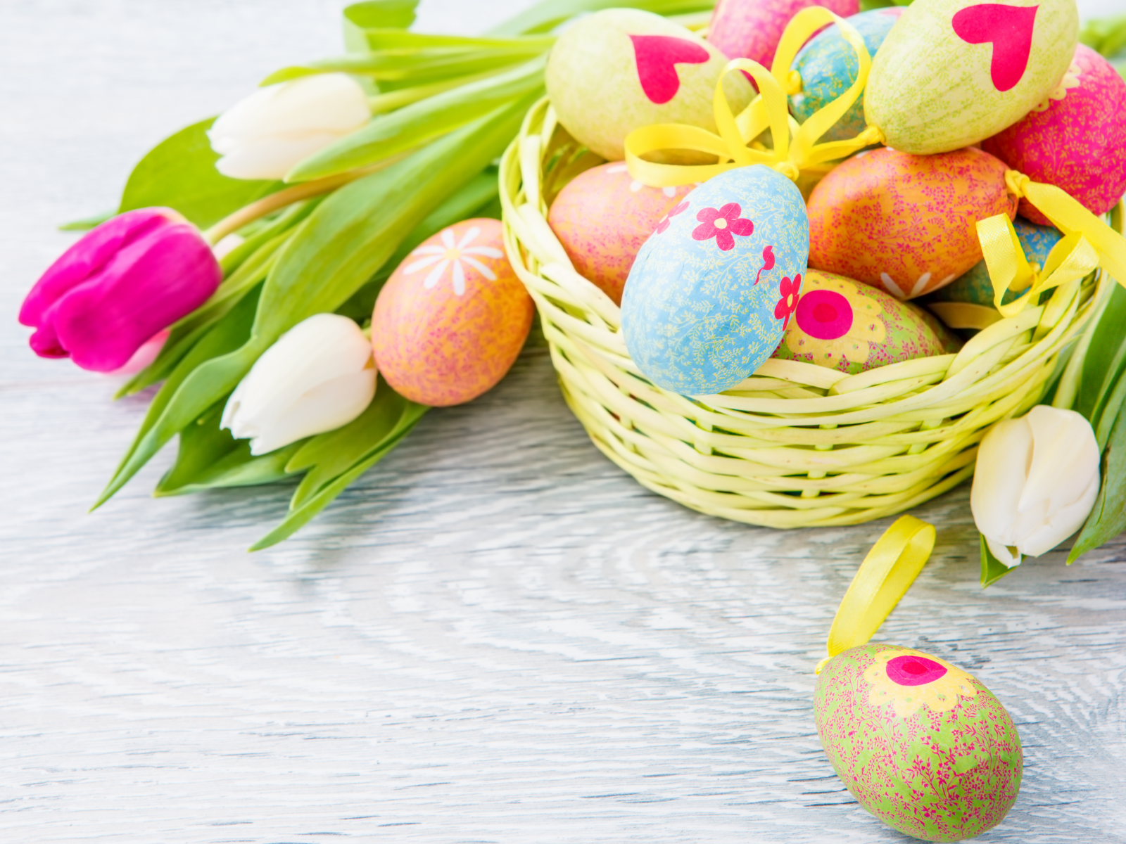 яйца, easter, пасха, тюльпаны, Цветы