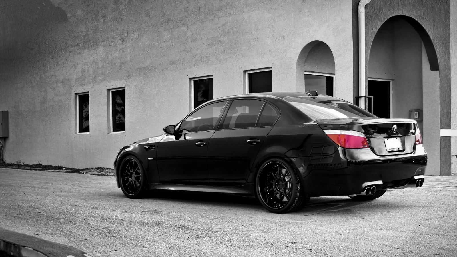 бмв, диски, wheels, black, вид сзади, m5, e60, Bmw, чёрный, здание