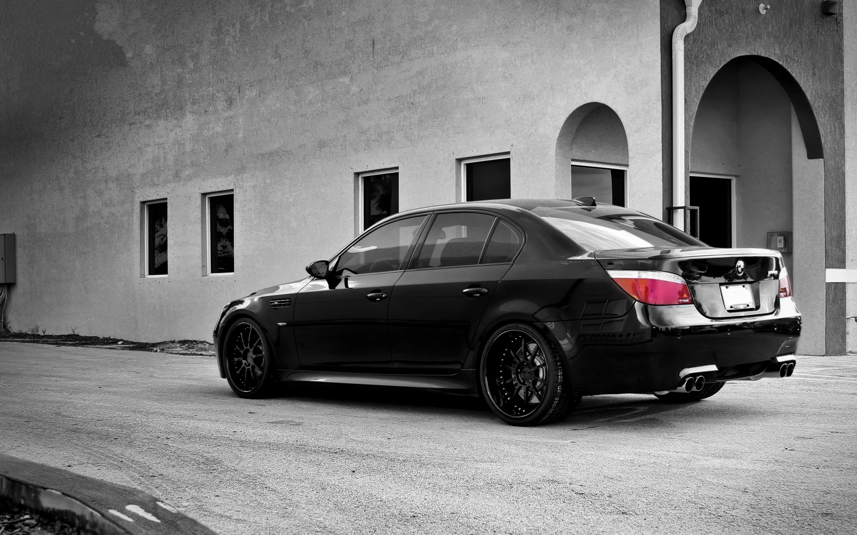 бмв, диски, wheels, black, вид сзади, m5, e60, Bmw, чёрный, здание