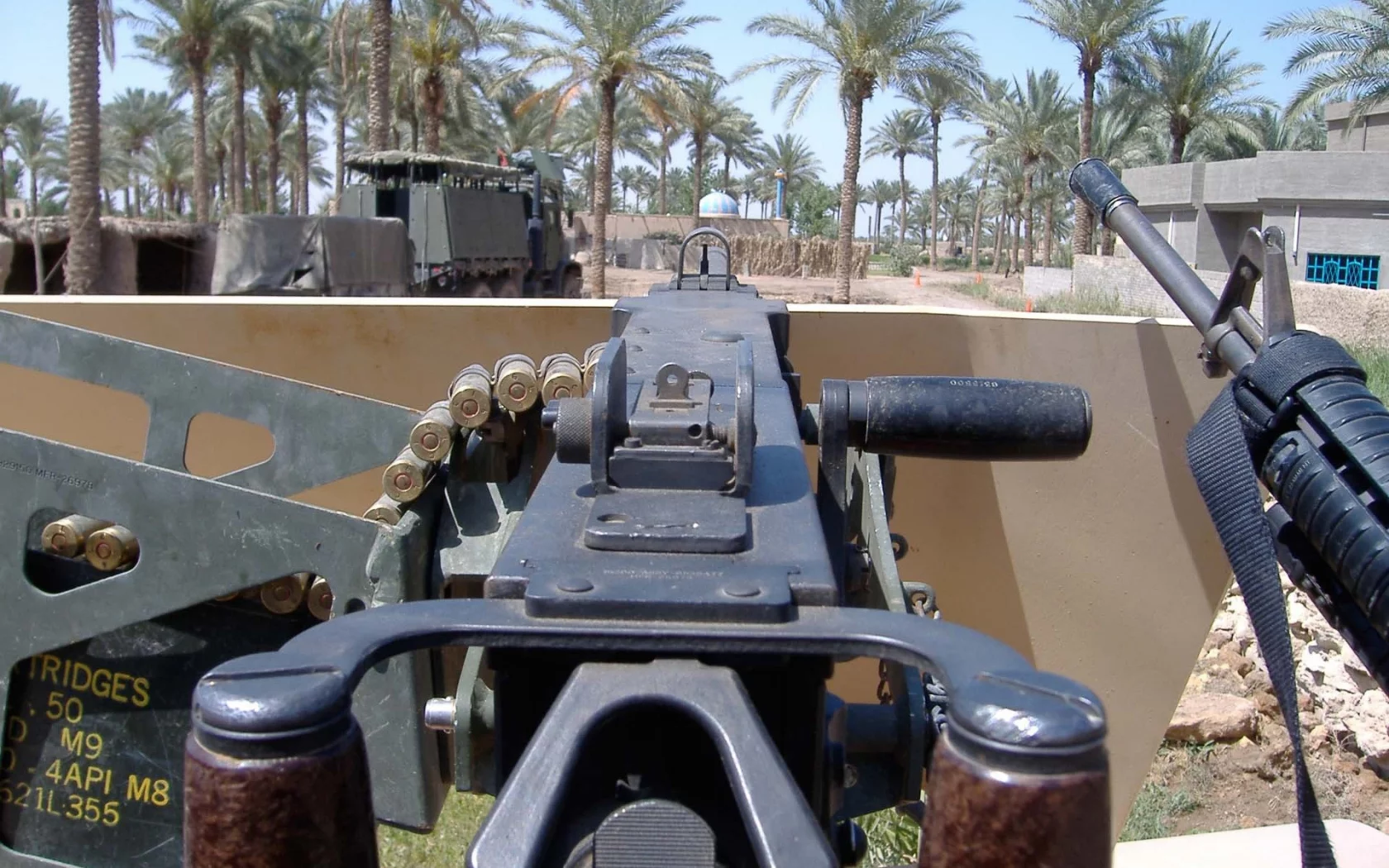 первого, m2 browning, лица, 50 калибра, Оружие, machine gun, от, вид
