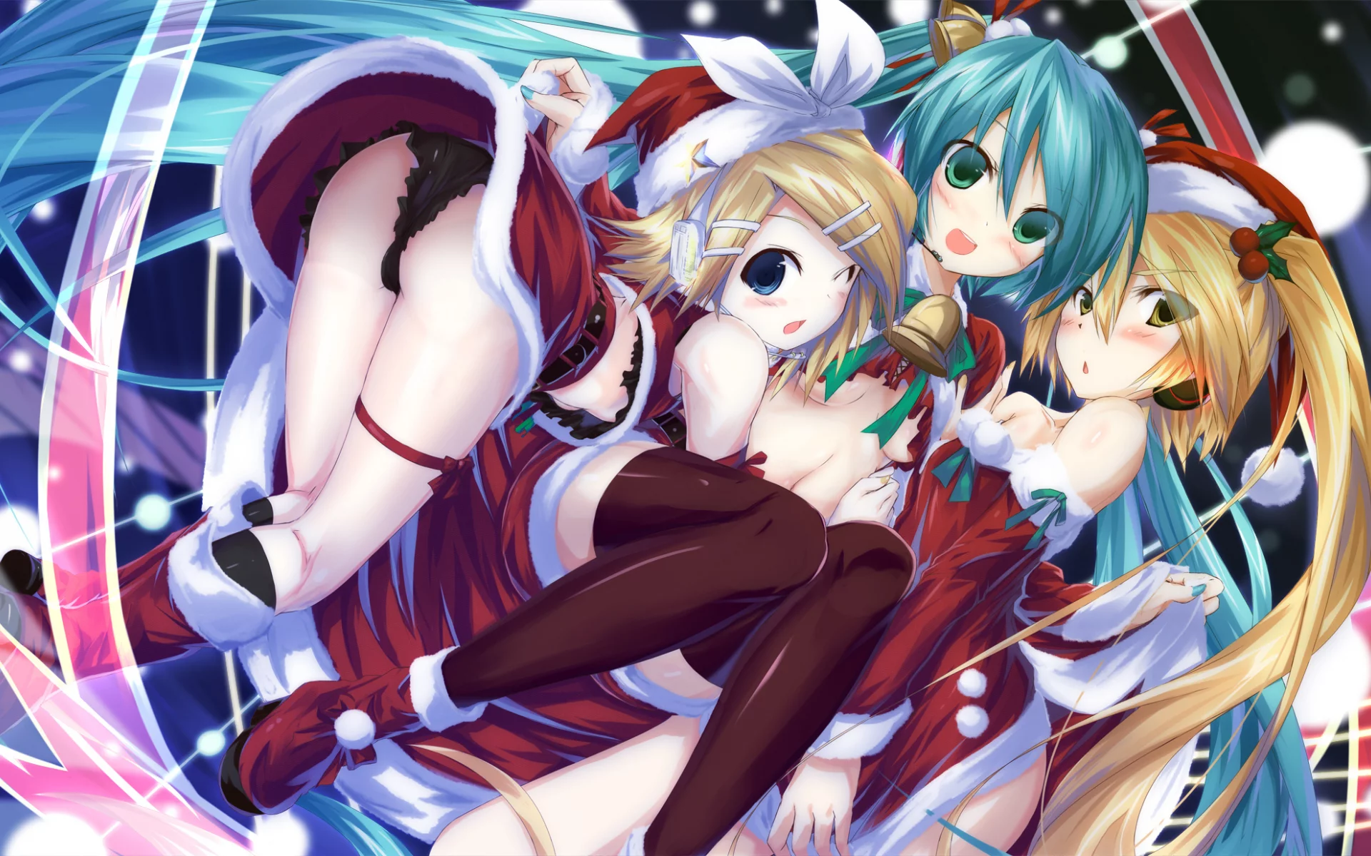akita neru, Vocaloid, девочки, hatsune miku, костюмы, kagamine rin