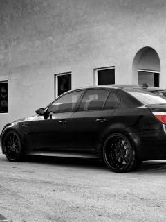 бмв, диски, wheels, black, вид сзади, m5, e60, Bmw, чёрный, здание