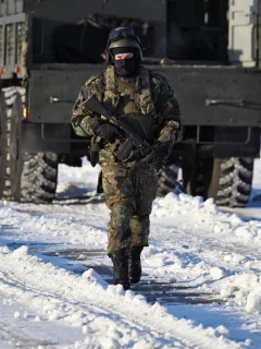 Спецназовец, солдат, боец, урал, снег, рф, мвд, ак, вв