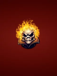 минимализм, ghost rider, Призрачный гонщик, огонь, скелет