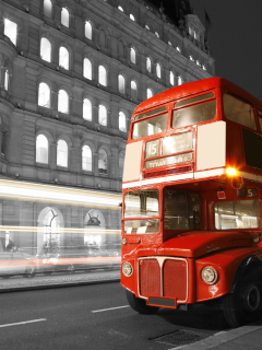 лондон, London, lights, city, bus, , road, black and white, night, blur, street, england