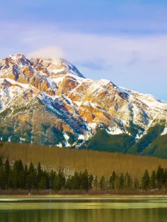 река, Горы, небо, лес
