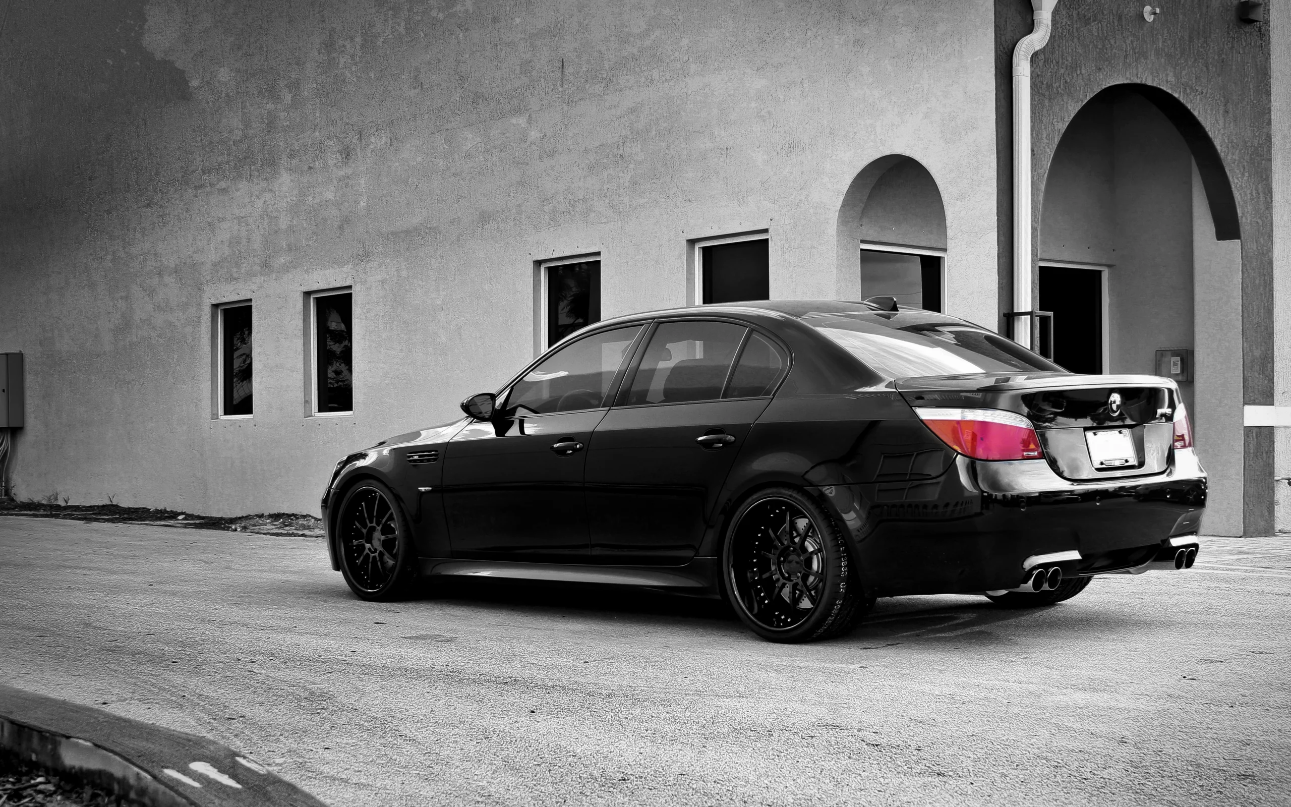 бмв, диски, wheels, black, вид сзади, m5, e60, Bmw, чёрный, здание
