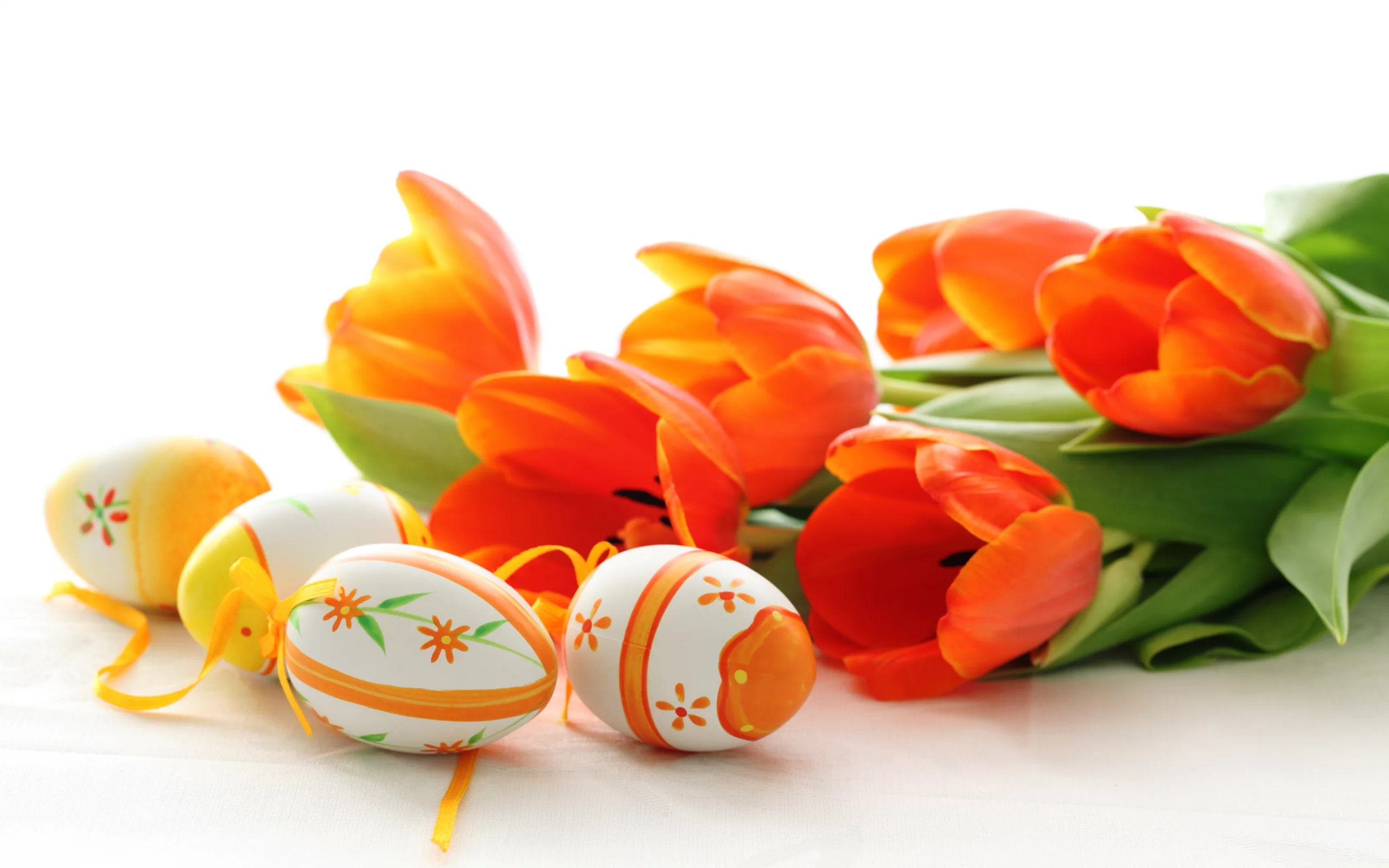 весна, Easter, пасха, цветы, красные, тюльпаны, яйца