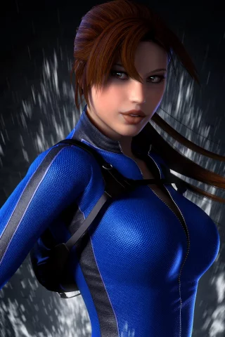 фон, брызги, гидрокостюм, Арт, lara croft, девушка