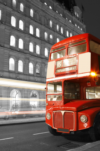 лондон, London, lights, city, bus, , road, black and white, night, blur, street, england