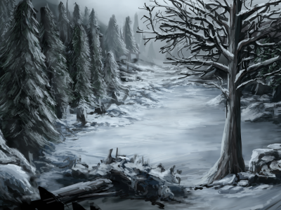 лес, холод, дерево, Арт, природа, зима, снег, камни