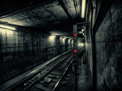 тоннель, поезд, свет, метро, подземка, Город