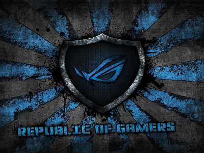 logo, grey, rog, blue, background, republic of gamers, asus gamer, Asus, brand